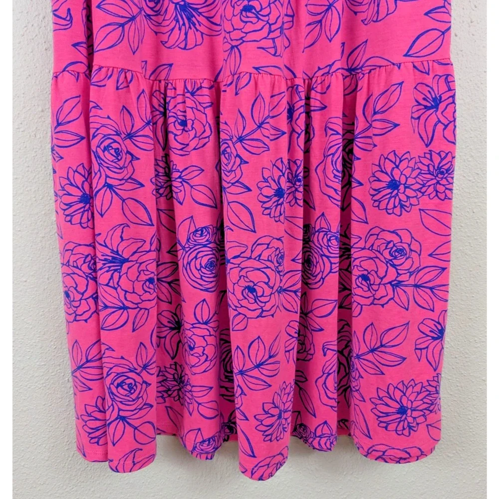 LuLaRoe Pink Maxi Skirt with Blue Floral Print